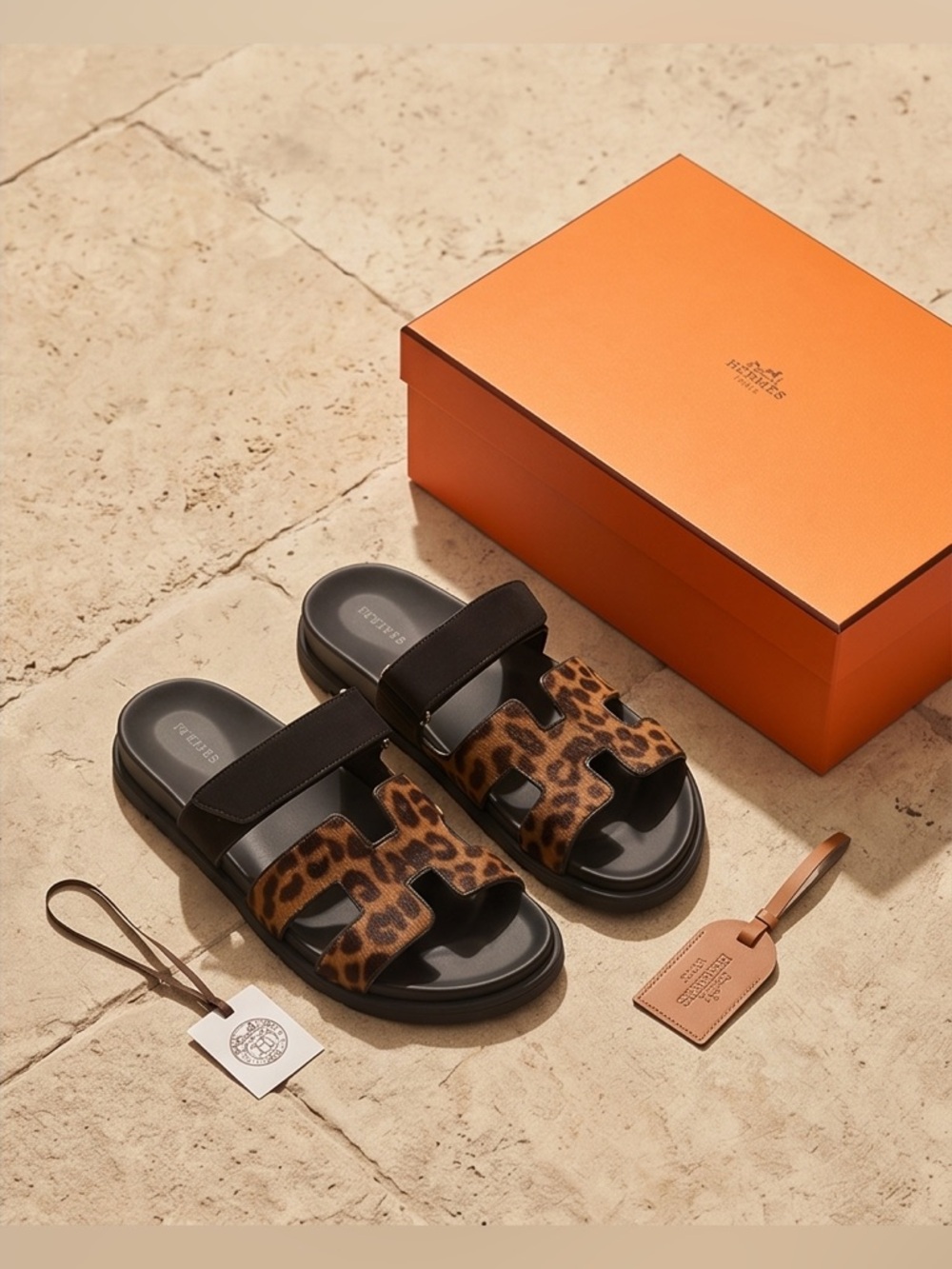 Chypre sandal Leopard Print Black Sandals - Picture 12 of 14